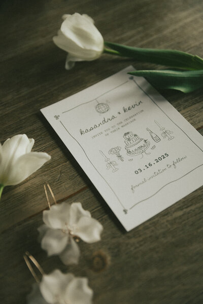 fernie wedding invitation flat lay 
