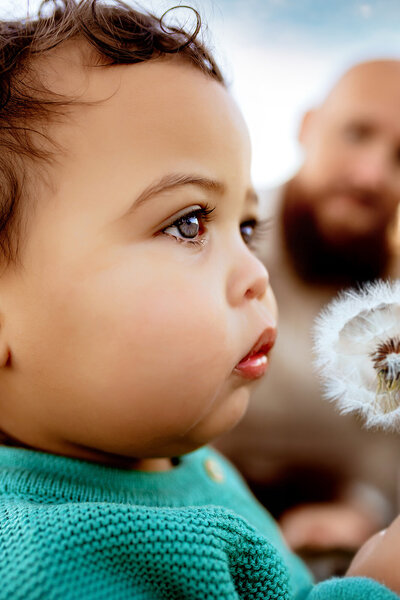 Close-up of toddler during relaxed Scottsdale family photography session