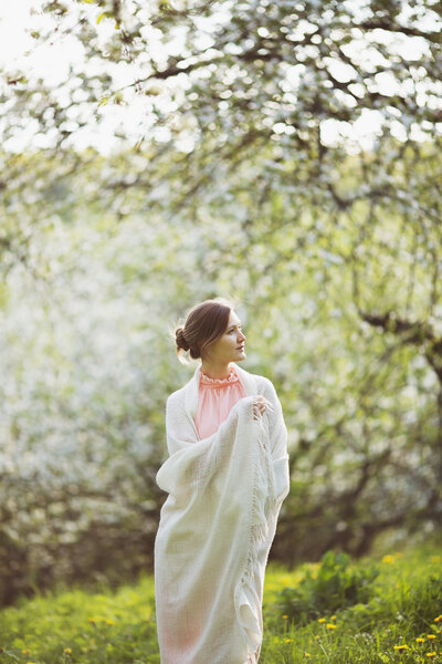 Woman in nature with shawl