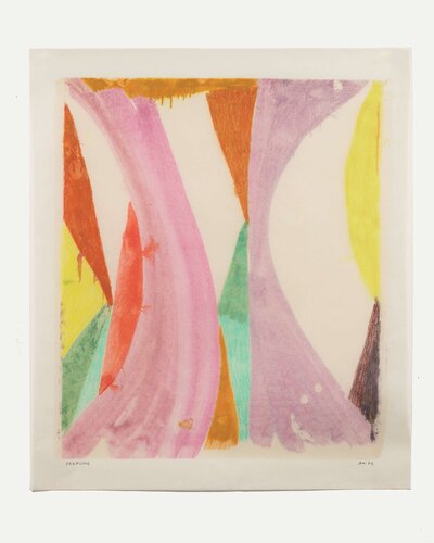 'Perfume' by Anna Kunz – a monotype with hand coloring on gampi paper backed with sekishu paper, measuring 24 7/8 x 21 1/2 inches.