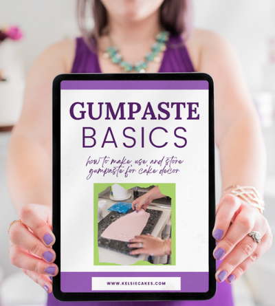 a mockup preview of gumpaste basics featuring the cover page and an icon that says instant download