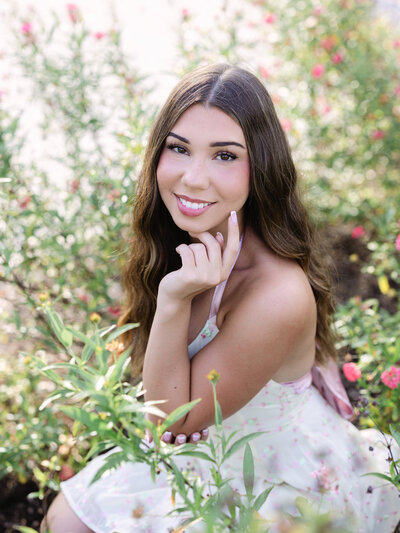 High School Senior Pictures Outdoors With Flowers