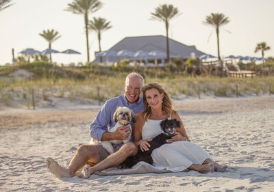 Mark Sullivan and his wife Susan on the beach with their two dogs – Life and Health Coach at LifeNBalance Coaching2