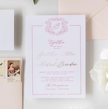 Delicate Floral and Script Wedding Invitation