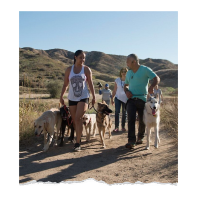 Ayumi Senesac and Cesar Milan on dog walk