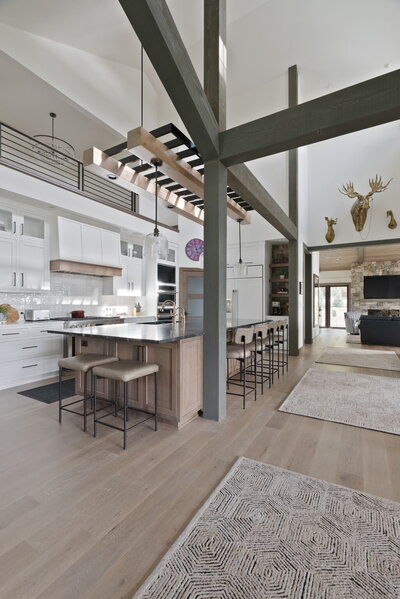 Cozy, industrial kitchen of Court Lodge designed by Liberty Lake interior designer Sarro Design.