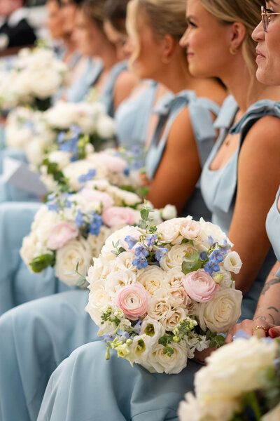 bridesmaid bouquet dusty blue pink
