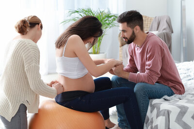pregnant woman on birth ball