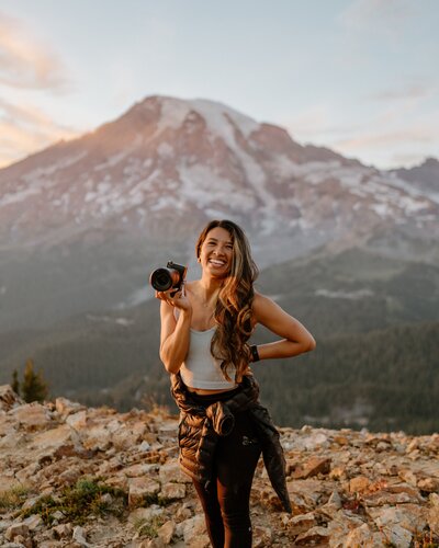 woman holding camera