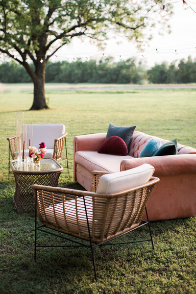 outdoor wedding lounge area