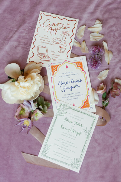 Iris inspired whimsical wedding stationery suite for a garden wedding