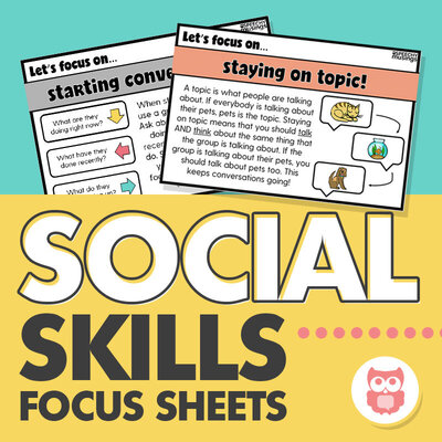 Social skills focus sheets for speech therapy