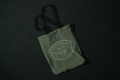 fabric-bag-on-green-background-top-view