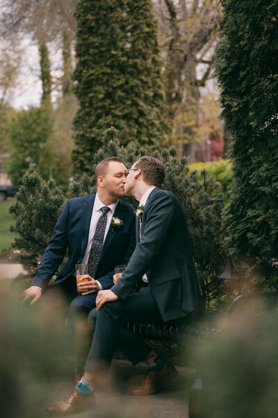 Inclusive couple kissing