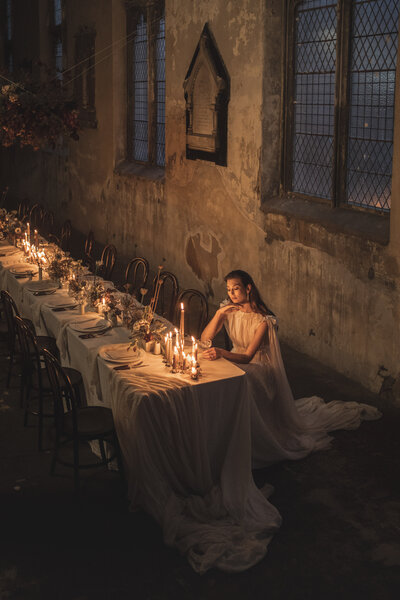 Luxury bridal portrait at London editorial