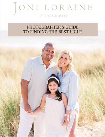 Family on the beach on cover of photographer guide to finding the best light