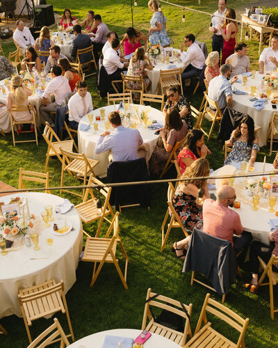 Guests enjoying dinner at a Scott Mills, Oregon wedding reception