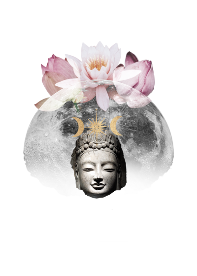 Moon and lotus flower