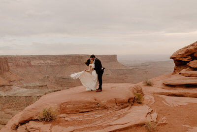 bride and groom eloping at canyonlands national park in moab utah