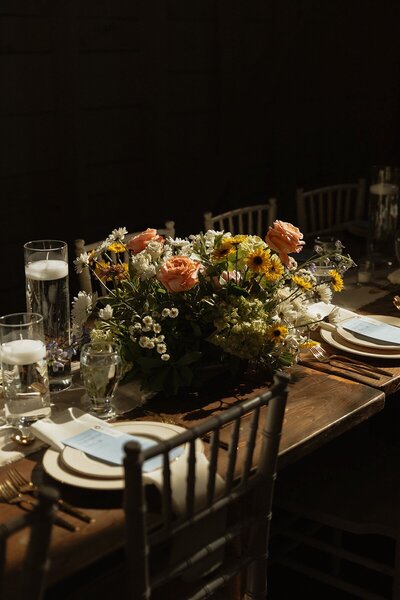 table setting from wedding in pei