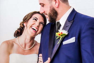 Bride and Groom Laughing Cincinnati Wedding