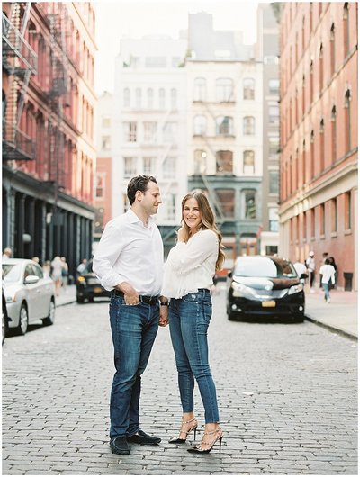 New York City Engagement Photos in SoHo in Casual Outfits in SoHo by Destination Wedding Photographer © Bonnie Sen Photography
