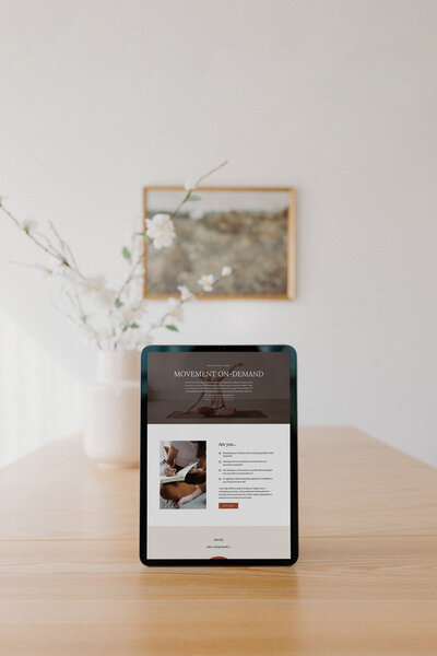 iPad mockup displaying a customized Showit template design by VERVE & COLOR