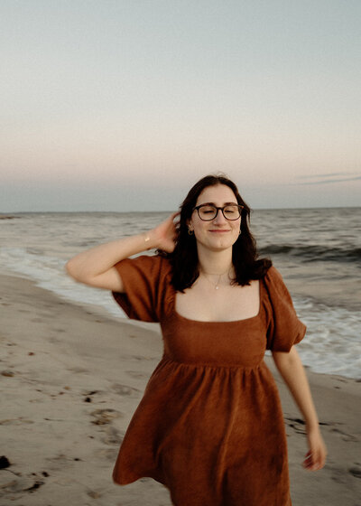senior high school portrait at beach in connecticut by Sara McIngvale Photography