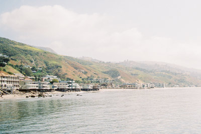 Malibu California water rolling hills travel print photo