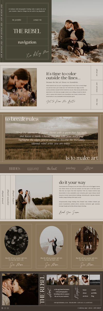the rebel website in an earthy color palette