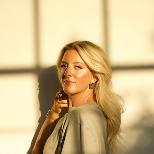 Side image of Kaylin in filtered sun with half smile