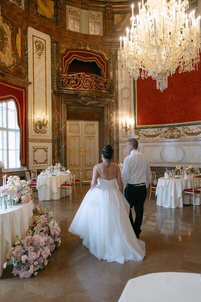 First look of dining room with our luxury wedding couple from the usa