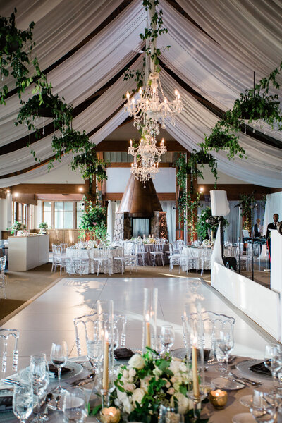 Indoor wedding reception at The Little Nell