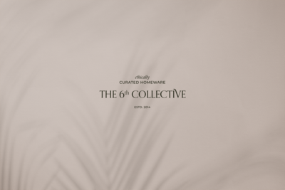 Modern logo reading 'ethically curated homeware, the 6th collective'