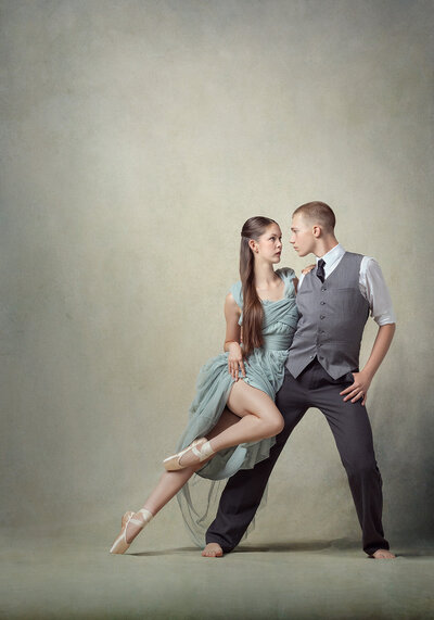A male and female dancer in an embrace during a photoshoot with The Workshop Studios, Norwich. Taken by dance photographer Claire Howes.