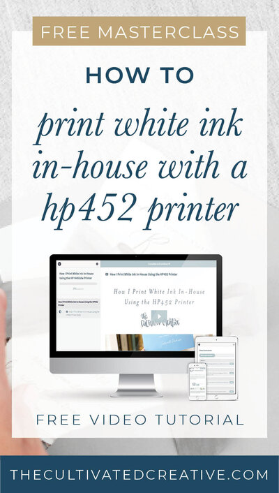 In this free masterclass, I will show you how I easily print white ink in-house using my HP452dw printer + a ghost white toner.
