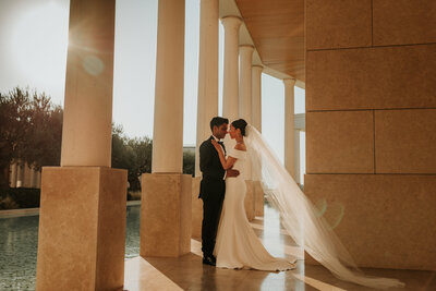 Couple just married entering the reception