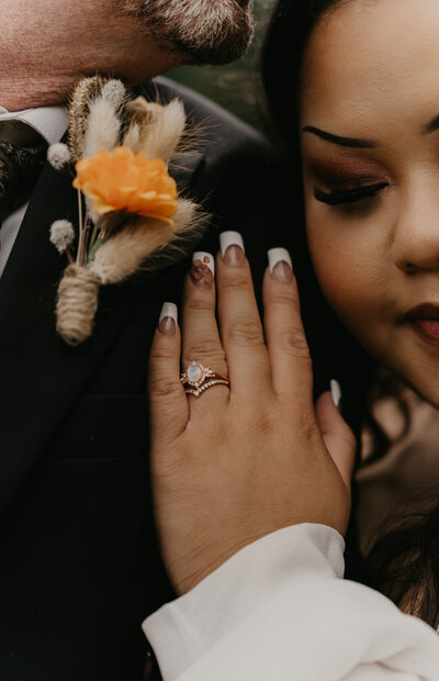 Close up shot of bride's ring
