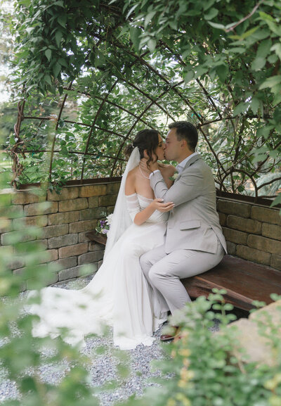 Bride and Groom after ceremony at Evergreen Gardens Ferndale WA