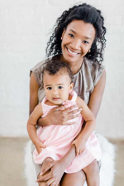 A beautiful mother and daughter portrait taken during a styled shoot at Focal Point Studio in Richmond, Virginia.