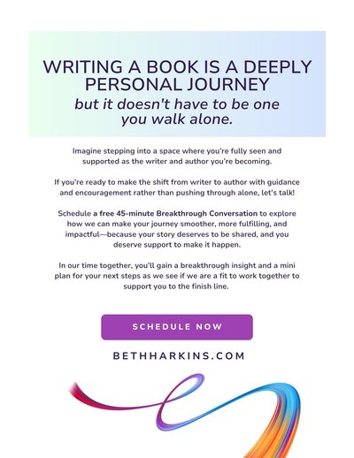 Beth Harkins Sage Stage Writer to Author Freebie page one partially behind the cover.