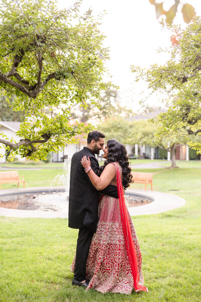 Destination editorial Indian wedding photography of bride and groom