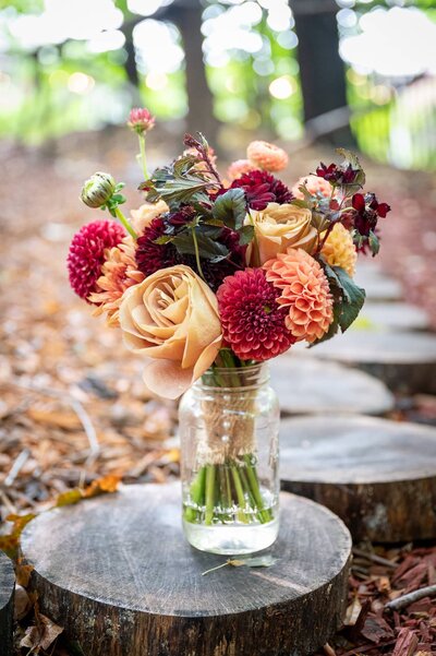 brightly colored bridal bouquet