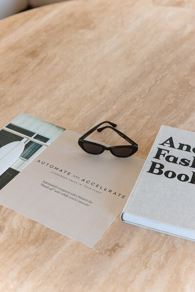 Sunglasses and course materials