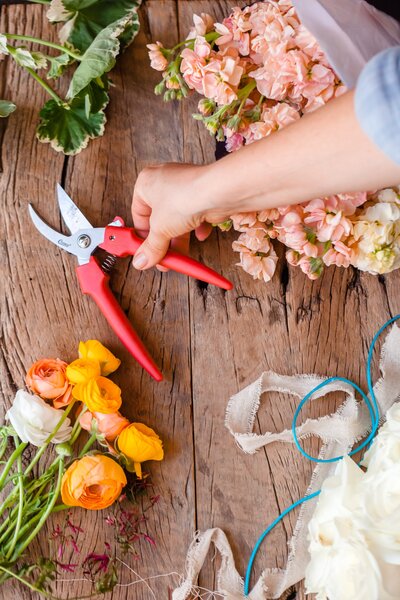 Romantic Montecito bouquet arrangement for a destination wedding celebration.