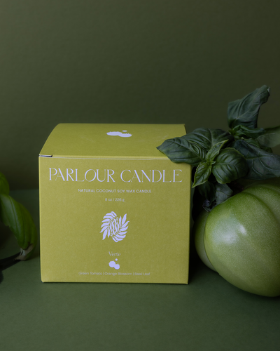 Parlour Candle is a handcrafted candle and home decor line created in a 100-year-old studio space. Project showcase featuring refreshed box packaging design and color & icon development for the scent collection – Compote and Verte.