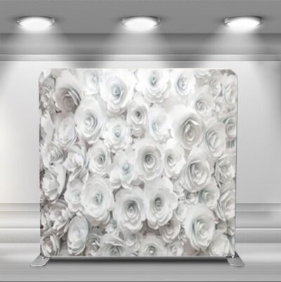 white roses backdrop for photo booth