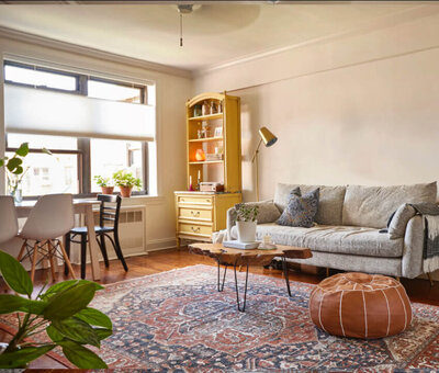 home office in living room, 