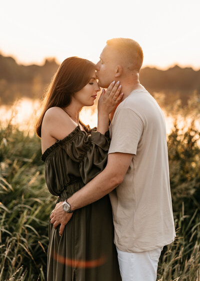 Photo of a couple embracing during a photoshoot in Shropshire