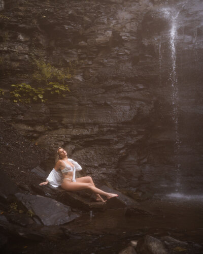 An outdoor boudoir session at Hobuck Flats near Buffalo, NY.